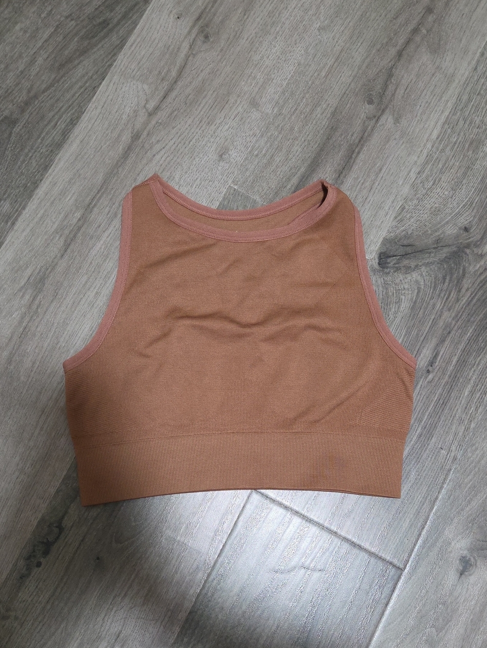 knix Ribbed Seamless Crop Tank in Warm Clay
